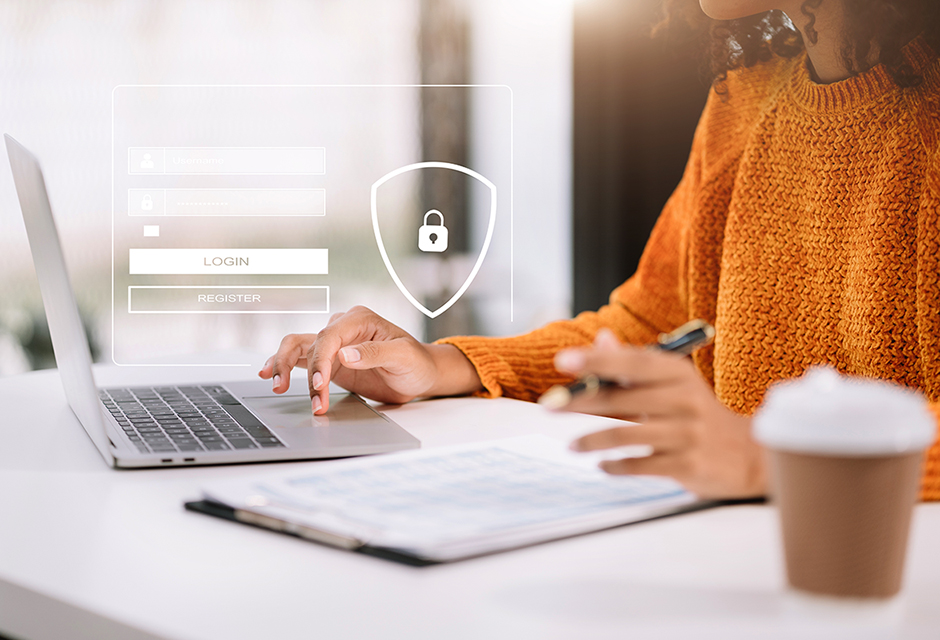 Tax professional using secure client portal technology to protect taxpayer data and strengthen cybersecurity practices in 2026